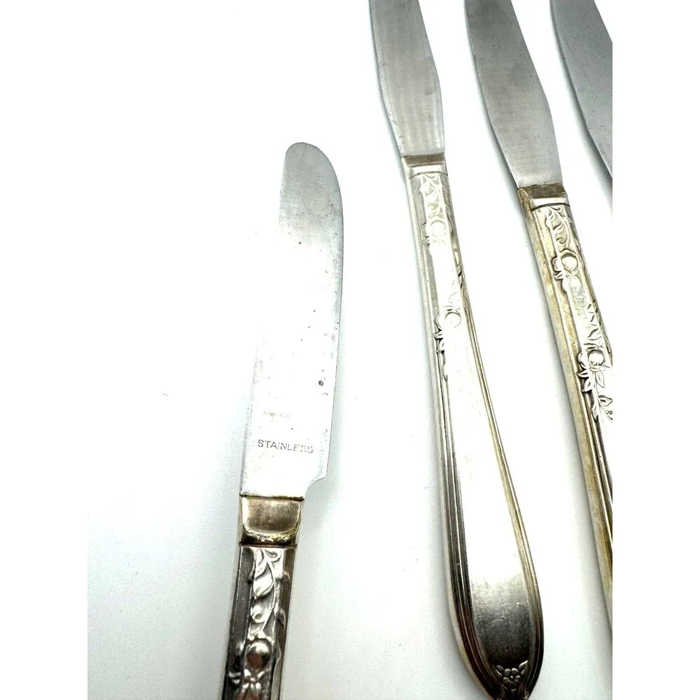 Silver Plated Butter Knives Antique Vintage Retro Dinnerware Design Aesthetic